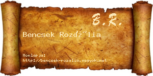Bencsek Rozália névjegykártya